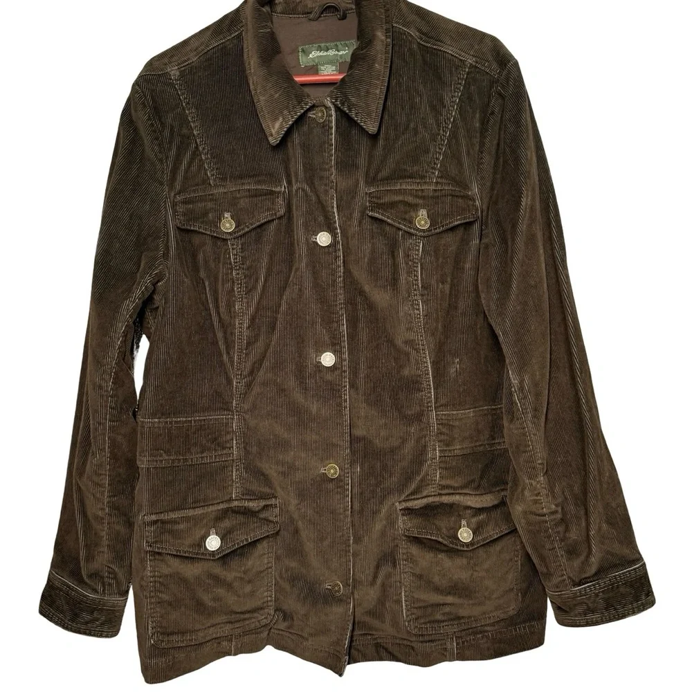 Eddie Bauer 2X Brown Corduroy Field Jacket Coat - Picture 3 of 8